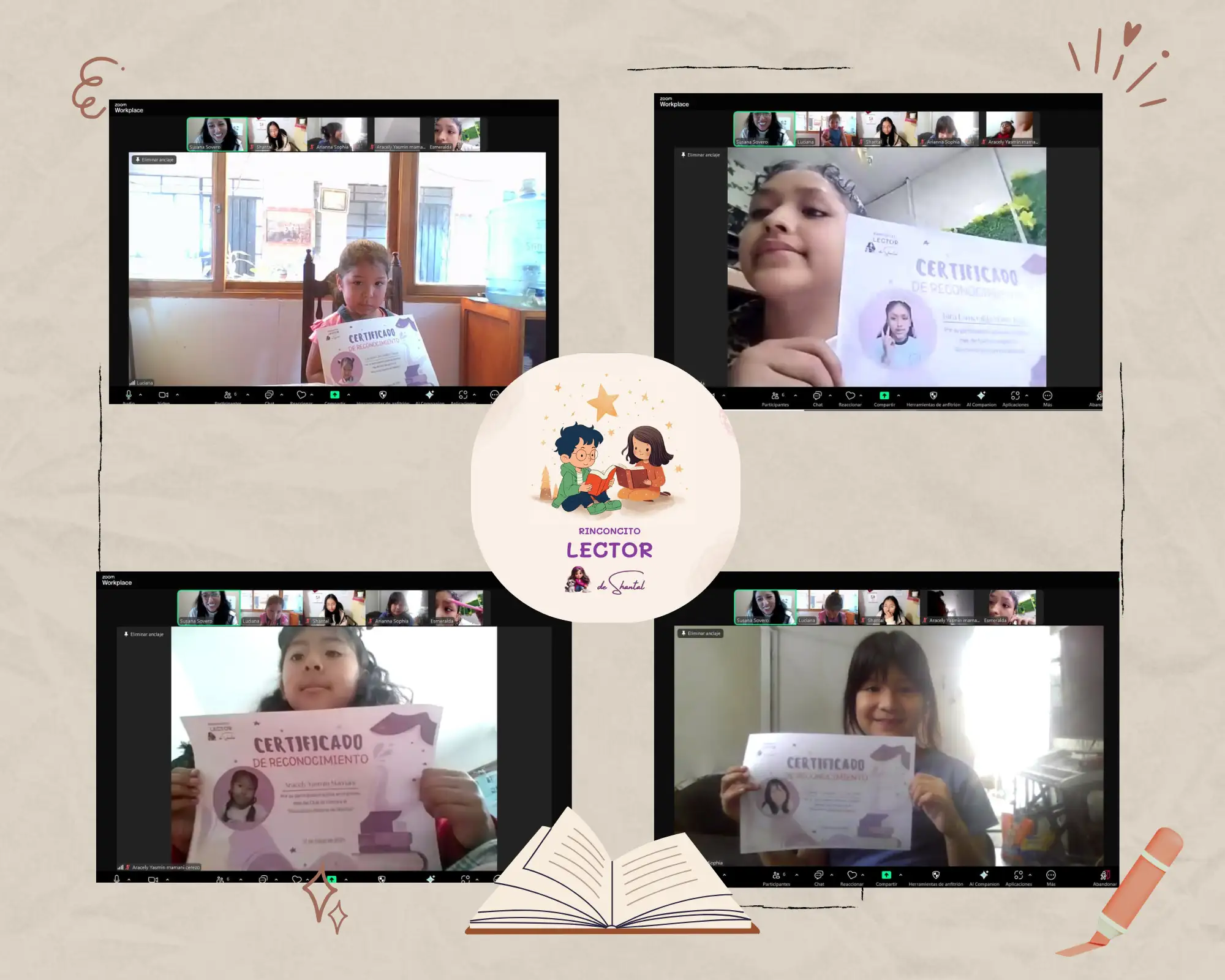 Niños participando en el Club Virtual de Lectura para Niños